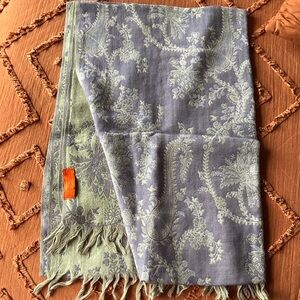 Floral Paisley Reversible Scarf Wrap in Sage and Dusty Blue